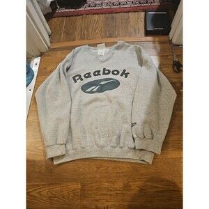Vintage 90's Y2K Reebok Gray Pullover Spell Out Sweatshirt Men's Large